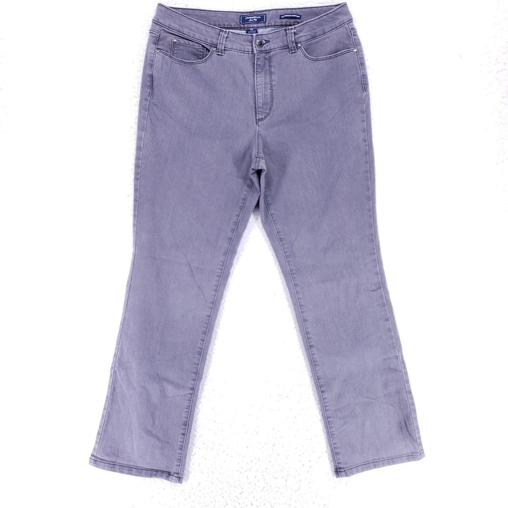 Charter Club Jeans Denim Cotton Women SZ 12 Gray Straight Stretch VTG Mid Rise